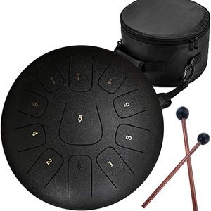 Steel Tongue,Drum Hang Healing 12 Inch 13 Note C Keys Handpan Percussion,Black